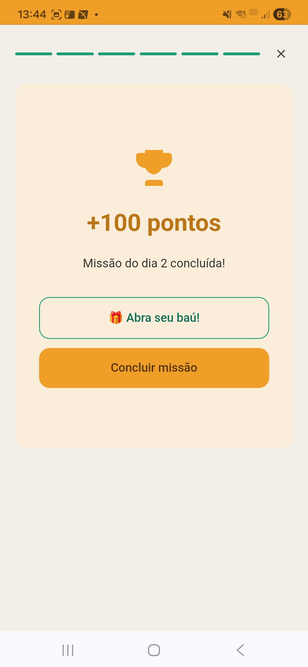 Tela de pontos e conquistas